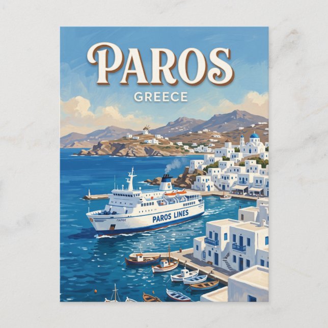 Carte Postale Port de ferry de Paros Grèce (Devant)