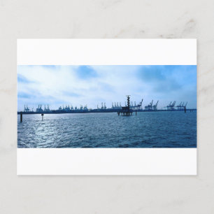 Carte Postale Port de Hambourg avec de nombreuses grues Photo