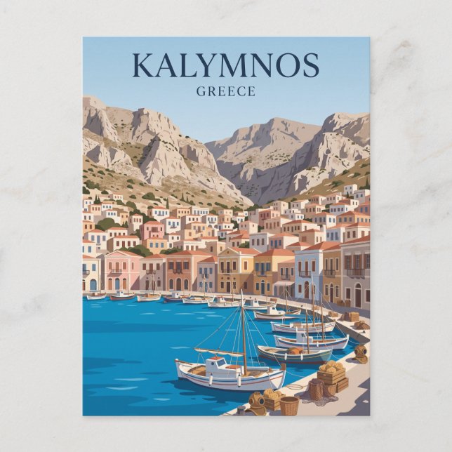 Carte Postale Port de Kálymnos Grèce (Devant)