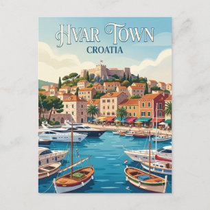 Carte Postale Port de la ville de Hvar Croatie