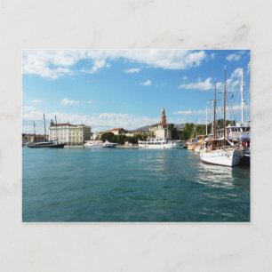 Carte Postale Port de la ville partagée - Dalmatie, Croatie