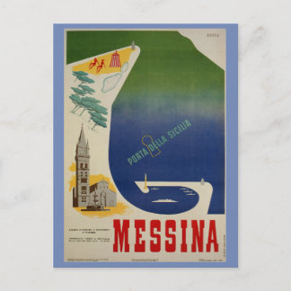 Carte Postale Port de Messine Sicile vintage Voyage italien ad