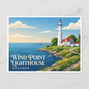 Carte Postale Port de Racine et phare de Wind Point Wisconsin