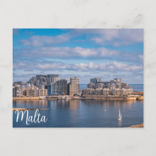 Carte Postale Port de Sliema et gratte-ciel à Malte