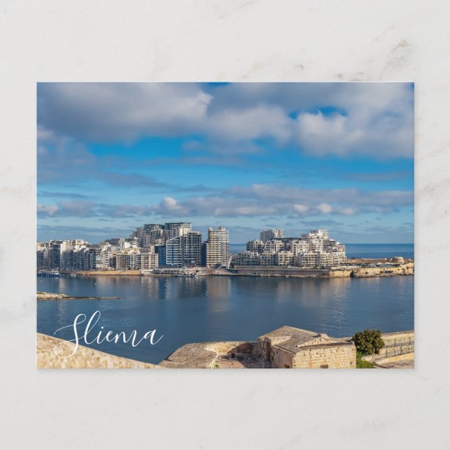 Carte Postale Port de Sliema et gratte-ciel à Malte (Devant)
