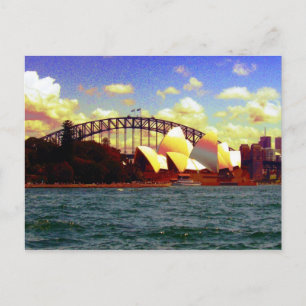 Carte Postale port de Sydney stylisé