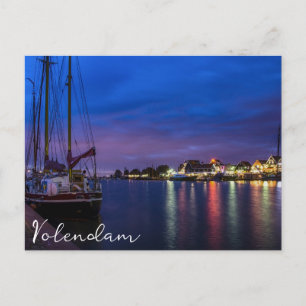 Carte Postale Port de Volendam illuminé la nuit