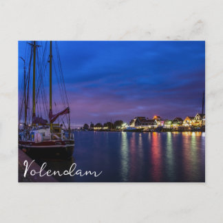 Carte Postale Port de Volendam illuminé la nuit