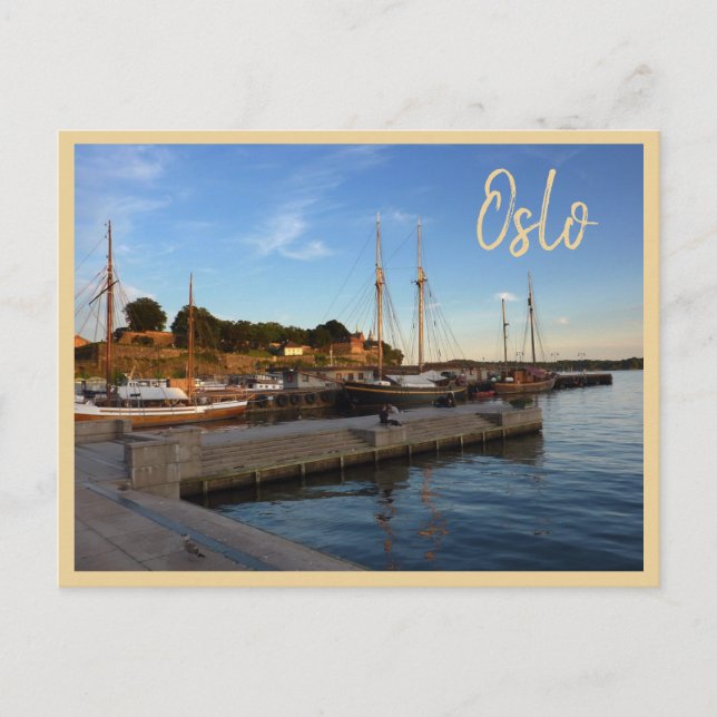 Carte Postale Port d'Oslo avec texte (Devant)