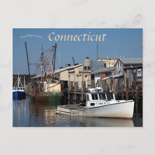 Carte Postale Port du Connecticut donnant sur Long Island (Devant)