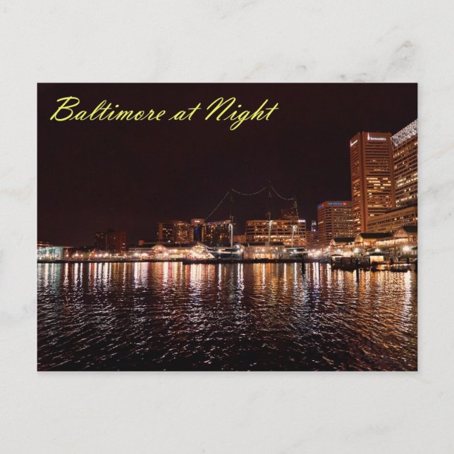 Carte Postale Port intérieur de Baltimore à la nuit (Devant)
