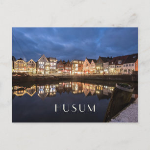Carte Postale Port intérieur de nuit, Husum, Allemagne