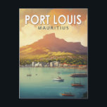 Carte Postale Port Louis Maurice Travel Art Vintage<br><div class="desc">Conception de déplacement vectoriel rétro Port Louis. Port Louis est la capitale mauricienne,  dans l'océan Indien.</div>