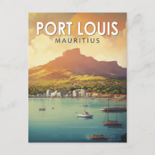 Carte Postale Port Louis Maurice Travel Art Vintage