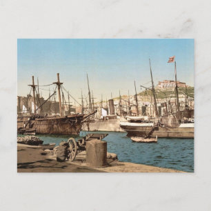 Carte Postale Port, Naples, Italie Photochrom vintage