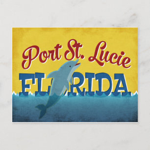 Carte Postale Port St Lucie Floride Dolphin Retro Vintage voyage