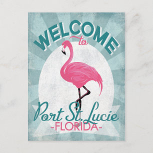 Carte Postale Port St Lucie Floride Flamant rose rose Rétro