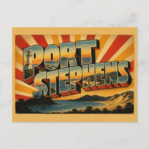 Carte Postale Port Stephens NSW Australie Art de voyage vintage