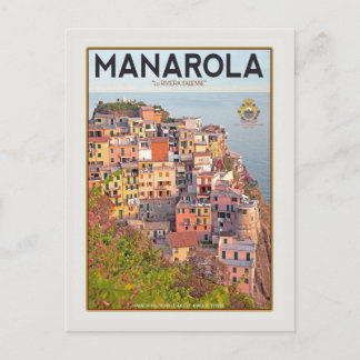 Carte Postale Port viticole de Manarola - sur blanc