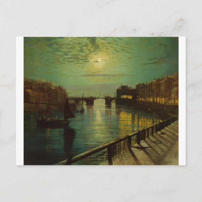 Carte Postale Port Whitby par Moonlight John Atkinson Grimshaw (Devant)