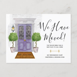 Carte Postale Porte Aquarelle Nous Avons Déménagé Nouvelle Adres