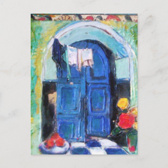 Carte Postale Porte bleue - (Devant)