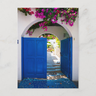 Carte Postale Porte bleue de style grec et turc