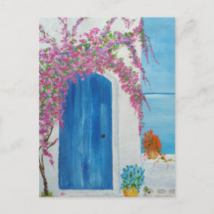Carte Postale Porte bleue grecque