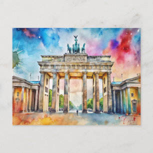 Carte Postale Porte d'Aquarelle Berlin Brandebourg