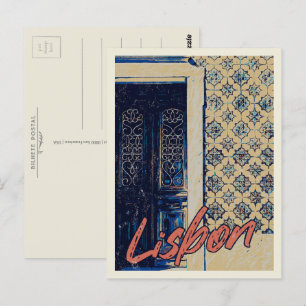 Carte Postale Porte de Lisbonne et carreaux d'illustration Portu