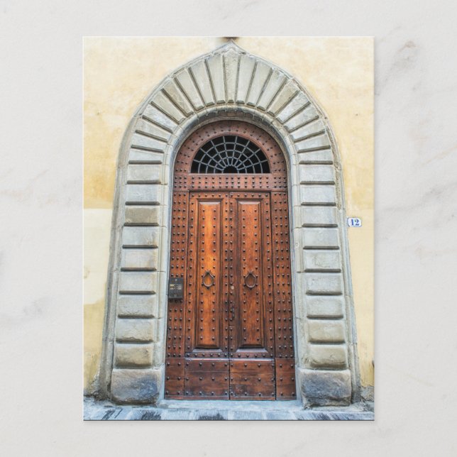 Carte Postale Porte en bois| Florence Italie Photo (Devant)