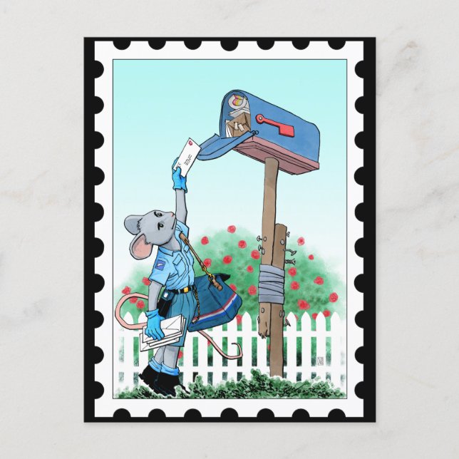 Carte Postale Porte-mail de la souris de dessin (Devant)