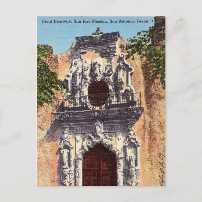 Carte Postale Porte, Mission San Jose, San Antonio, Texas (Devant)