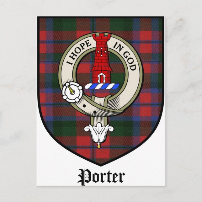 Carte Postale Porter Clan Crest Badge Tartan (Devant)