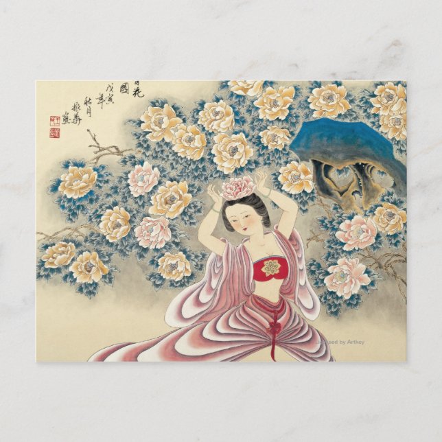 Carte Postale Porter une fleur dans la tête (Devant)