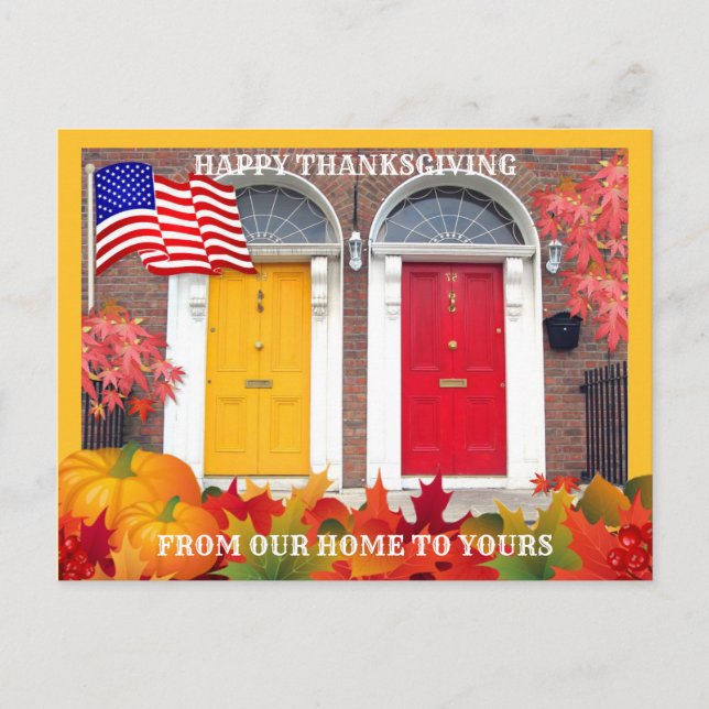 Carte Postale Portes avant colorées Thanksgiving (Devant)