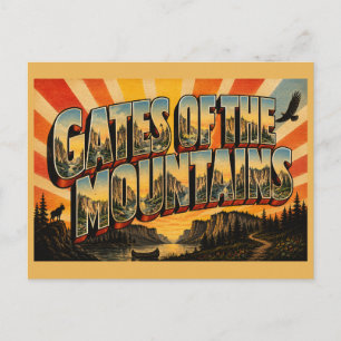 Carte Postale Portes des Montagnes MT Art de Voyage Rétro