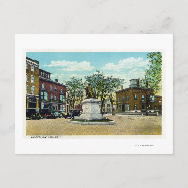 Carte Postale Portland, Maine Longfellow Monument et Carré (Devant)