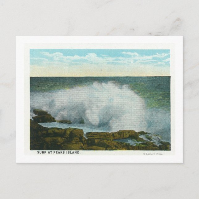 Carte Postale Portland, MainePeaks Island Vue sur le Surf (Devant)