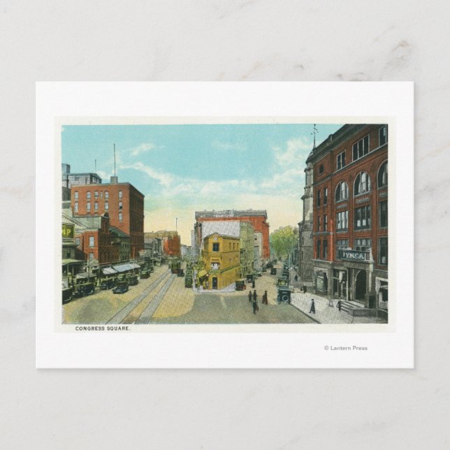 Carte Postale Portland, MaineVue panoramique du Carré du Congrès (Devant)