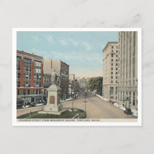 Carte Postale Portland ME, Congress St, Monument Carré des année