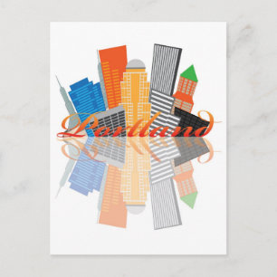 Carte Postale Portland Oregon Abstrait Downtown City Skyline