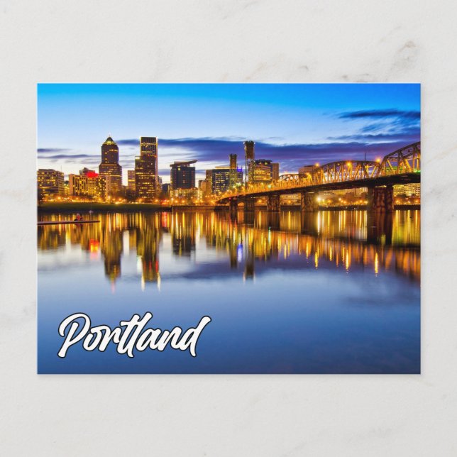 Carte Postale Portland, Oregon, Au coucher du soleil (Devant)