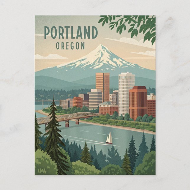 Carte Postale Portland Oregon Bridge et Mountain View (Devant)