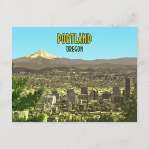 Carte Postale Portland Oregon Centre-ville Mt. Hood Vintage