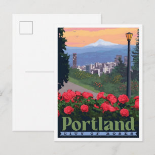 Carte Postale Portland Oregon États-Unis Art de Voyage Vintage