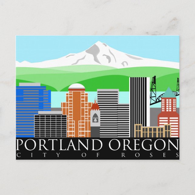 Carte Postale Portland Oregon Skyline avec Mont Hood (Devant)