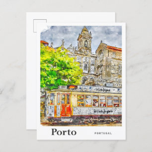 Carte Postale Porto Portugal Aquarelle Voyage Croquis main