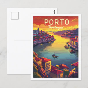 Carte Postale Porto Portugal Célèbre Vintage voyage Place