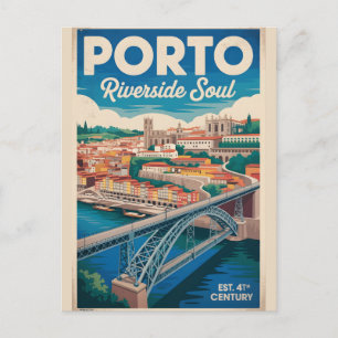 Carte Postale Porto Portugal Rétro Ciel Ville Voyage